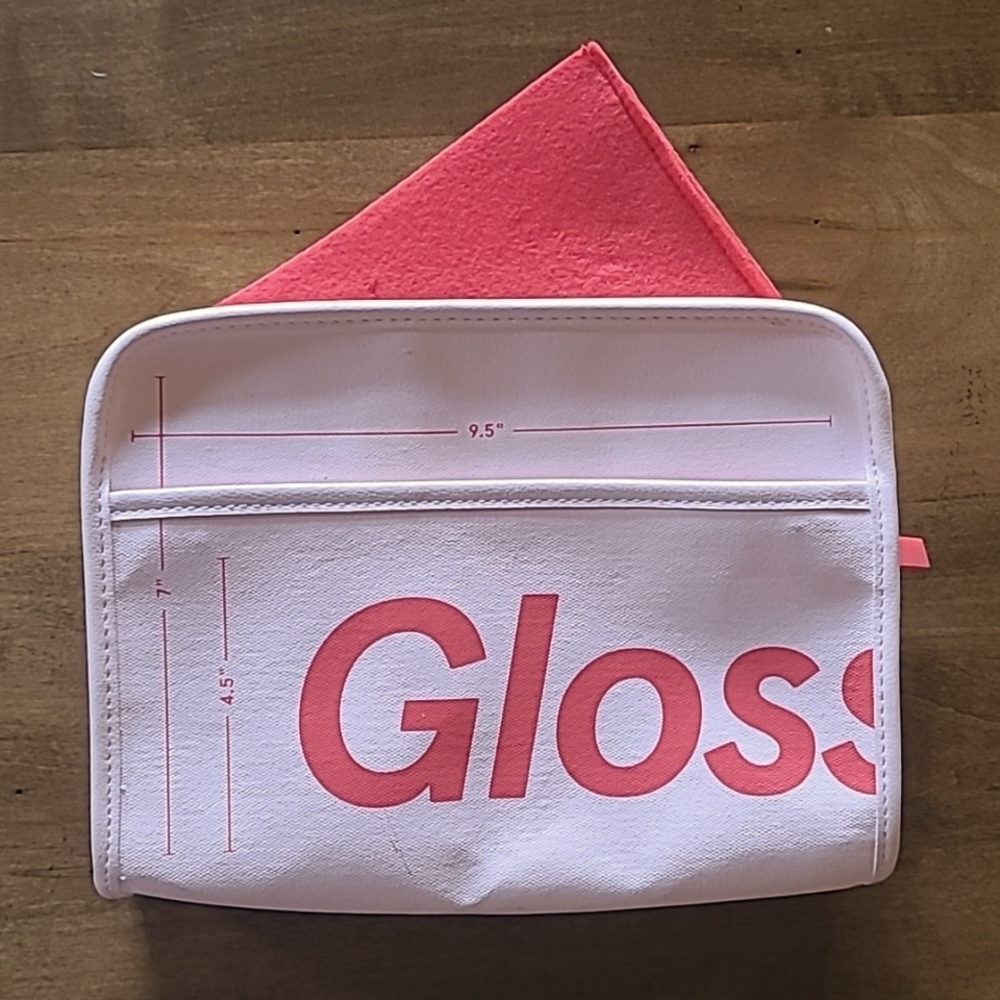 Glossier Beauty Makeup Cosmetic Bag Pink and Red